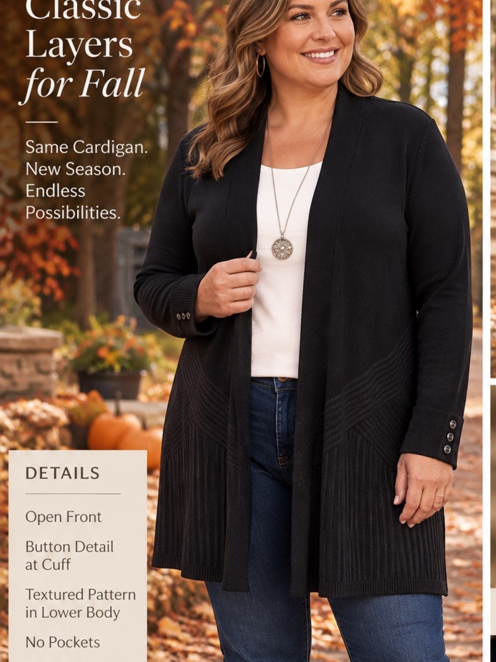 Scarlett Black Open-Front Textured Hem Cardigan